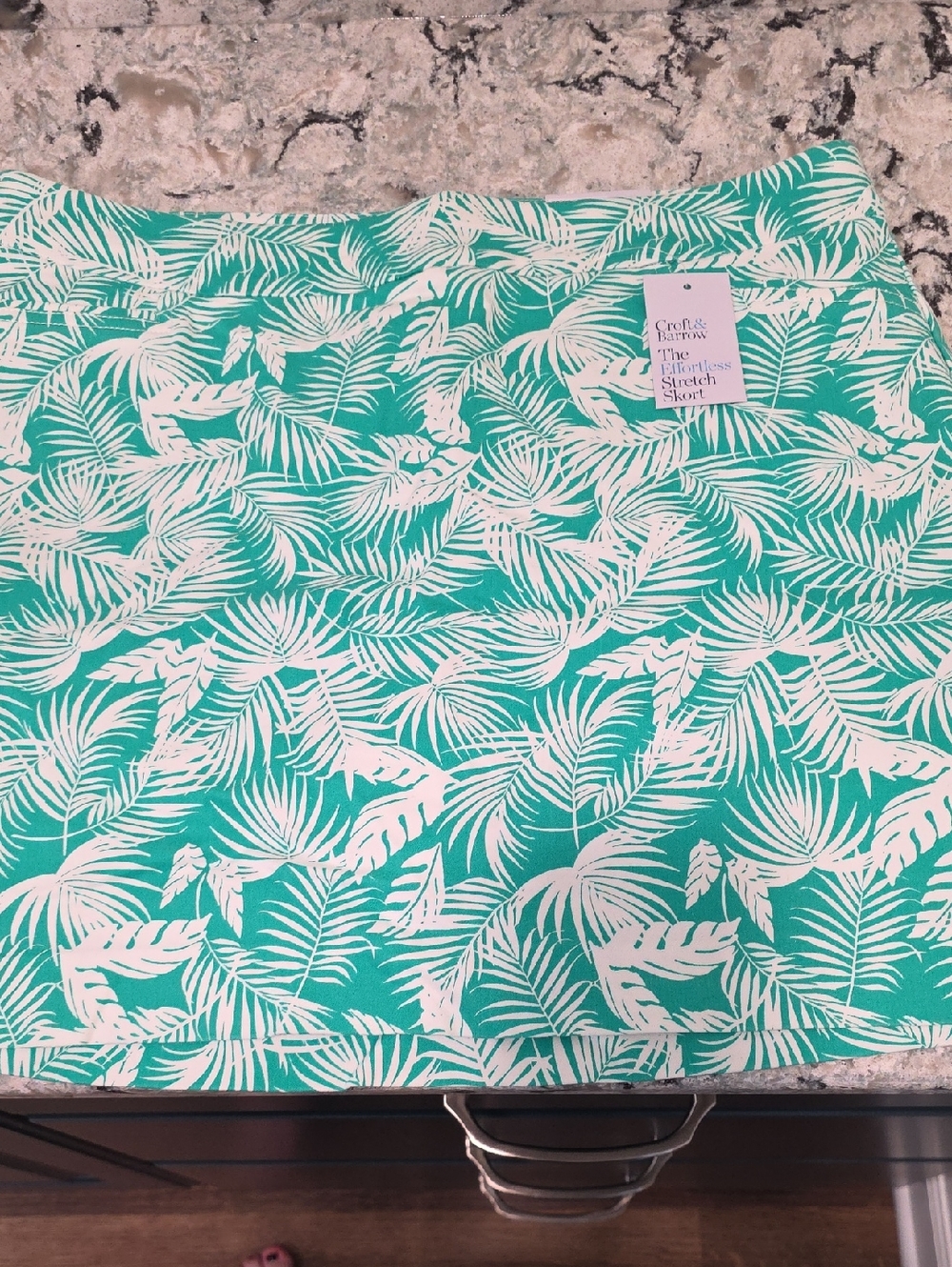 croft & barrow Teal and White Tropical Print Skort
